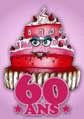 G&acirc;teau festif pour c&eacute;l&eacute;brer 60 ans
